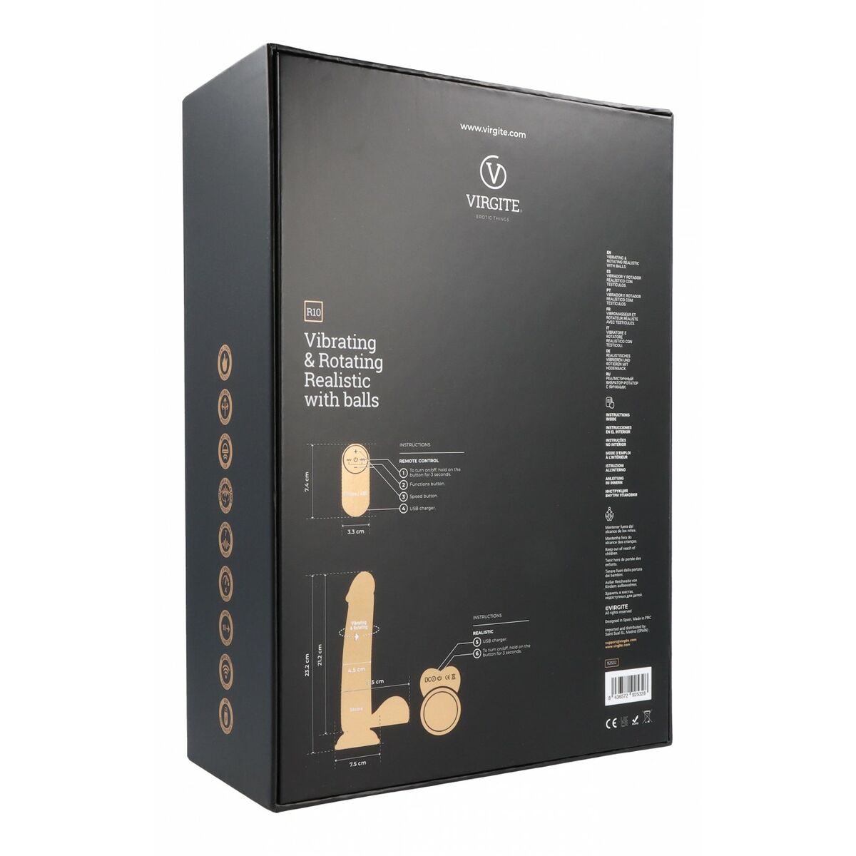Gode réaliste Virgite R10 Noir 21 cm
